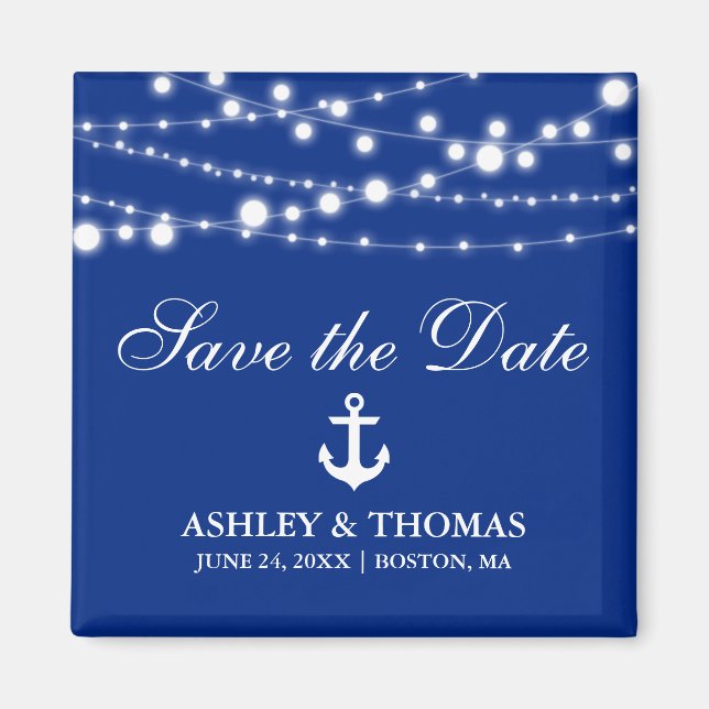 Nautical Wedding Anchor Lights Save the Date S Magnet (Vorne)