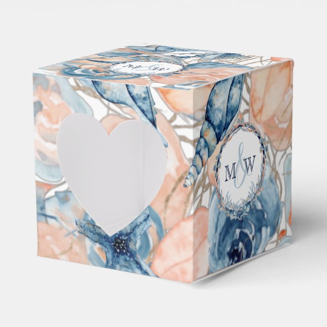 Nautical Wedding Beach Seashell Blume Geschenkschachtel (Vorderseite)