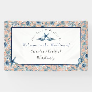 Nautical Wedding Beach Seashell Rose Flitterwochen Banner