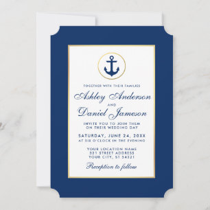 Nautical Wedding Blue Anchor Einladung W