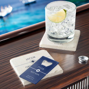 Nautical Wedding Blue and White Trauzeuge Gift Geldbeutel Flaschenöffner