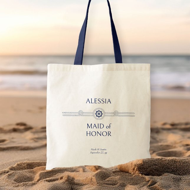 Nautical Wedding Brautparty Trauzeugin Tragetasche (Nautical wedding tote bag to personalize for anyone in your bridal party)