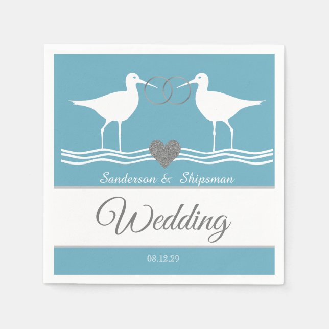 Nautical Wedding Duty Blue Sandpiper Serviette (Vorderseite)