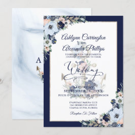 Nautical Wedding Elegante Blumenanker Einladung