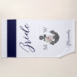 Nautical Wedding Floral Anchor Navy White Bridge Strandtuch