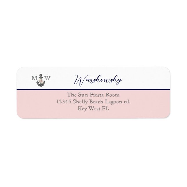 Nautical Wedding Floral Anchor Pink und Marine (Vorne)
