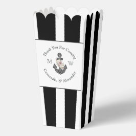 Nautical Wedding Floral Anchor Schwarz-weiß Popcor Geschenkschachtel