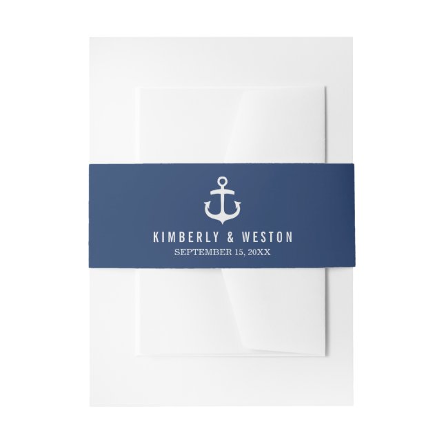 Nautical Wedding Invitation Bly Band / Navy (Vorderseite Beispiel)