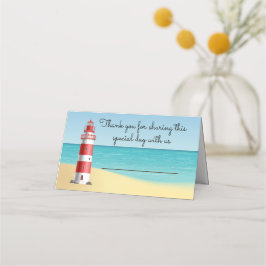 Nautical Wedding Lighthouse Beach Summer Blue Platzkarte