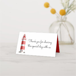 Nautical Wedding Lighthouse Beach Summer Red Platzkarte