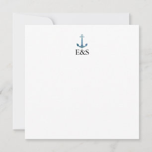 Nautical Wedding Monogram Blue Stripe Dankeskarte