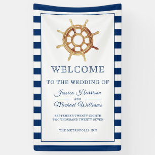 Nautical Wedding Navy Wasserfarbenlenkrad Banner