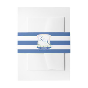 Nautical Wedding Navy White Monogram Wappen Einladungsbanderole