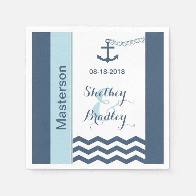 Nautical Wedding Paper Napkins Serviette (Vorderseite)