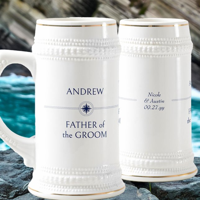 Nautical Wedding Party Geschenk Vater des Grooms Bierglas (Nautical wedding father of the groom gift - personalize for any member of your wedding party)
