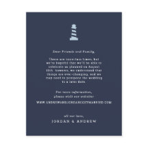 Nautical Wedding Postponement Card Navy einsetzen