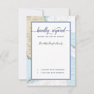 #Nautical #Wedding South #Florida w/Guest Name RSVP Karte