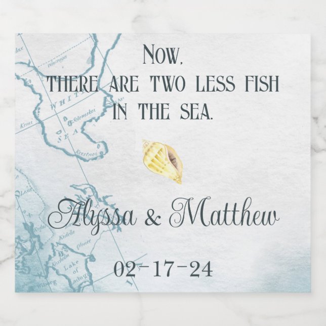 Nautical Wedding Sparkling Wine Labels (Einzelnes Label)