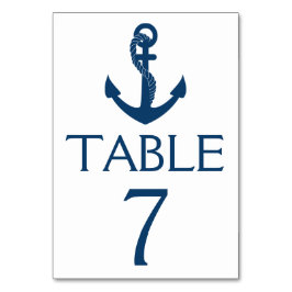 Nautical Wedding Tischnummer Navy Anchor Beach