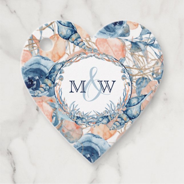 Nautical Wedtical Beach Muschel Blume Geschenkanhänger (Vorderseite)