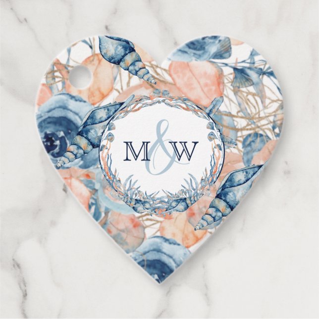 Nautical Wedtical Beach Muschel Blume Geschenkanhänger (Vorderseite)