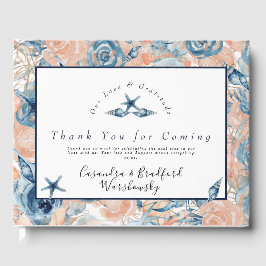 Nautical Wedtical Beach Muschel Blume Rose Gästebuch
