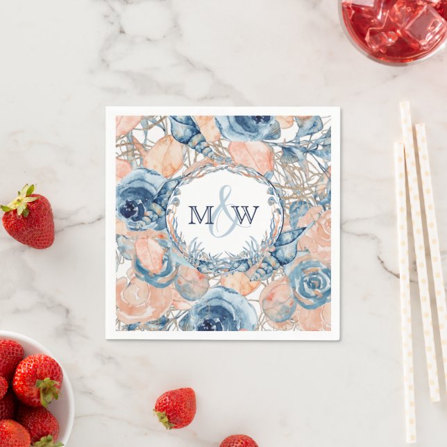 Nautical Wedtical Beach Muschel Blume Serviette (Beispiel)