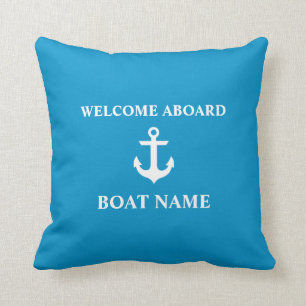 Nautical Welcome Bard Bootname Malibu Blue Kissen