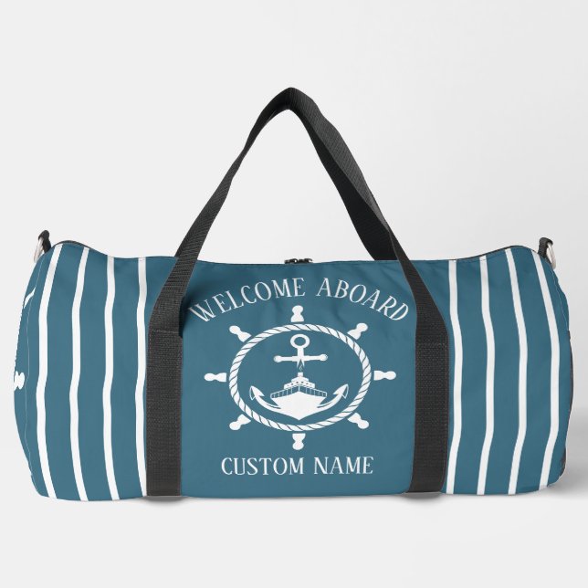 Nautical Welcome Kapitän Anker Blaue Marine Duffle Bag (Vorderseite)