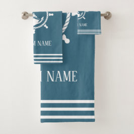 Nautical Welcome Kapitän Anker Marine Blue Badhandtuch Set
