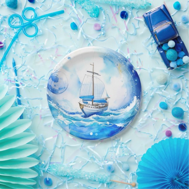 Nautical Welcome Party: Boy Baby Shower Pappteller (Party)