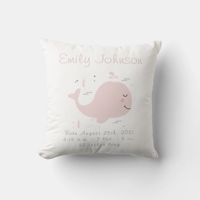 Nautical Whale Baby Birne Ankündigung Pillow Kissen (Vorderseite)