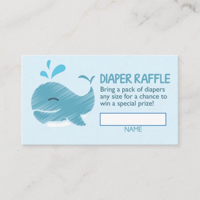 Nautical Whale Diaper Raffle Ticket (Junge) Begleitkarte (Vorderseite)