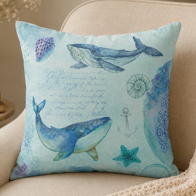 Nautical Whale Kissen (Whale Throw Pillow)