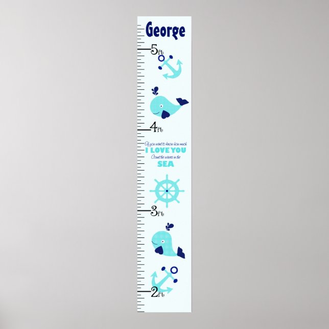Nautical Whale Quote Growth Chart Behielt auf 8x44 Poster (Vorne)