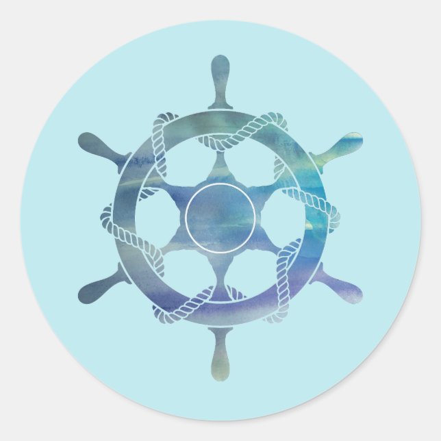 Nautical Wheel Ocean Party Danke Stickers (Vorderseite)