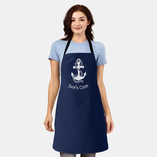 Nautical White Navy Blue Anker {hole deine Farbe} Schürze (Getragen)