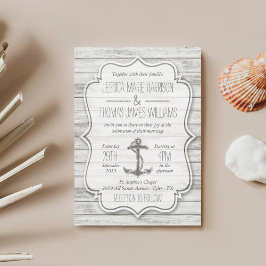Nautical Whitewusal Wood Beach Wedding Collection Einladung