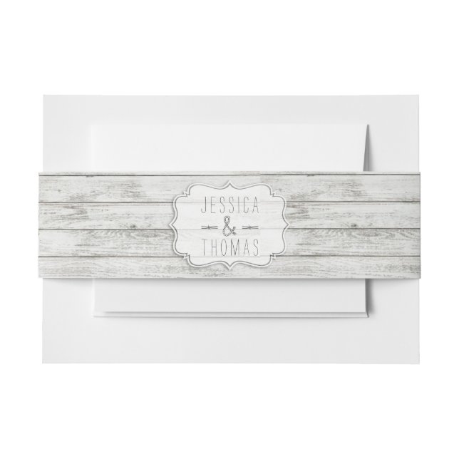 Nautical Whitewusal Wood Beach Wedding Collection Einladungsbanderole (Vorderseite Beispiel)