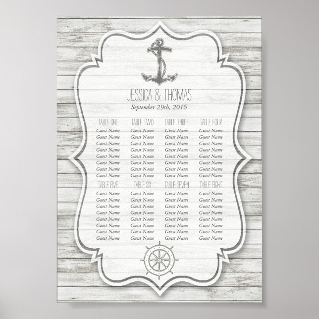 Nautical Whitewusal Wood Beach Wedding Collection Poster (Vorne)