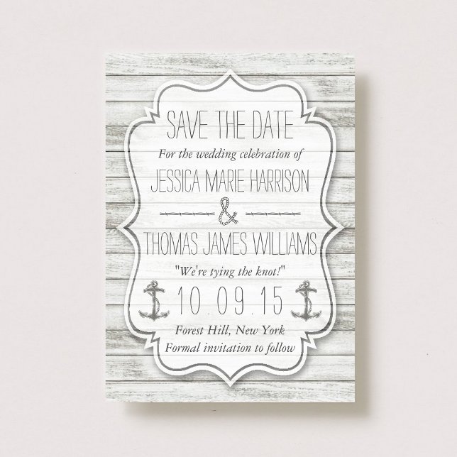Nautical Whitewusal Wood Beach Wedding Collection Save The Date (Von Creator hochgeladen)