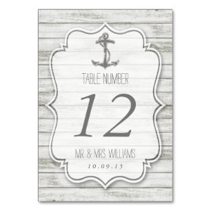 Nautical Whitewusal Wood Beach Wedding Collection Tischnummer