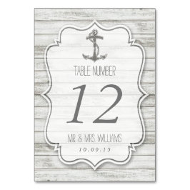 Nautical Whitewusal Wood Beach Wedding Collection Tischnummer