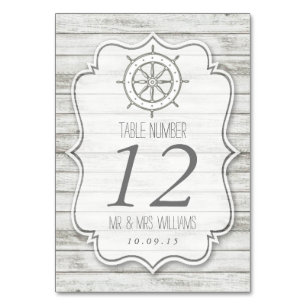 Nautical Whitewusal Wood Beach Wedding Collection Tischnummer