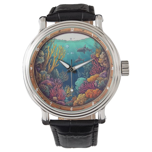 Nautical Window Deep Sea Dream Underwater Marine Armbanduhr (Vorderseite)