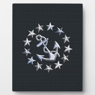 Nautical Yacht Flag Chrome Symbol auf Grille Dekor Fotoplatte