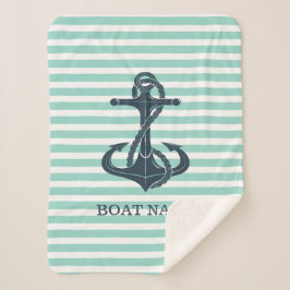 Nautik, Anker, Minze grüne Streifen Sherpadecke