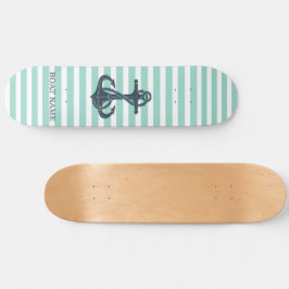Nautik, Anker, Minze grüne Streifen Skateboard