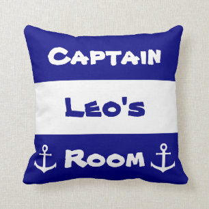 Nautik Kid's Room Navy Blue and White Anchor Kissen