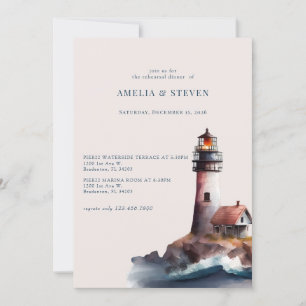 Nautik, Leuchtturm Meer Abendessen Probe Einladung